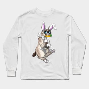 Bobtail BunnyCat: Snowshoe Point (White) Long Sleeve T-Shirt